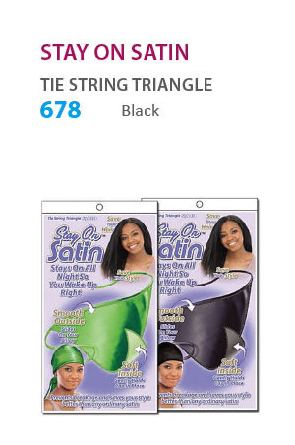 678  Stay on Satin Tie String Triangle (Black) -dz