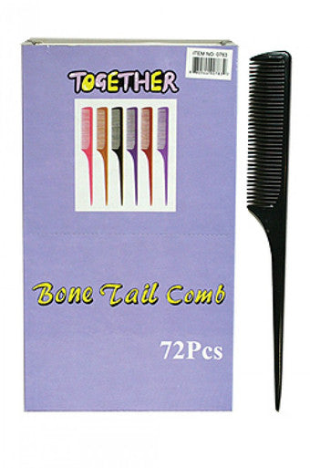 Together-0783 Bone Tail Comb -Black (72pc/box)