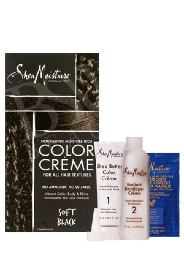 Shea Moisture-box 120 Moist-Rich Color Creme Kit-Soft Black(8oz)