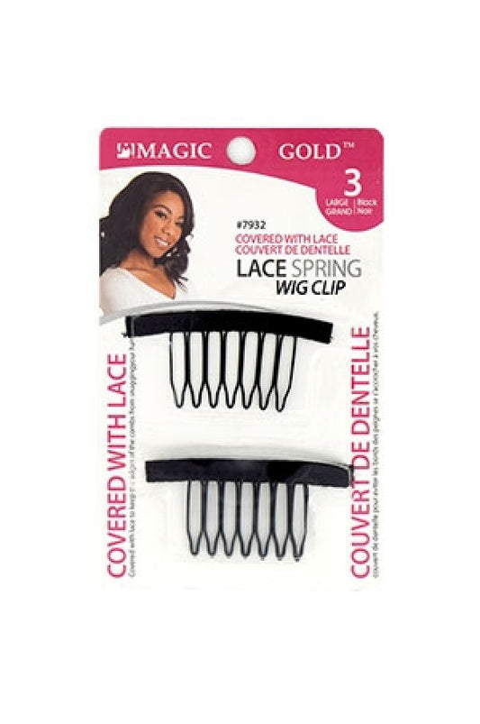 Magic Gold-7932 Lace spring Wig Clip -Large (3 pcs/pk)-dz