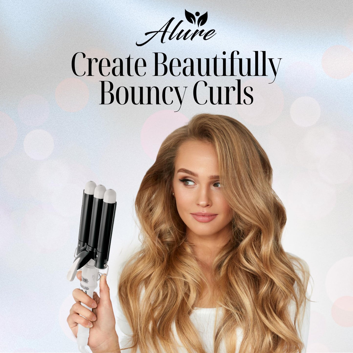 Alure Three Barrel Hair Waver/Crimper with LCD Temperature Display in Celsius - 1 Inch Ceramic Tourmaline Triple Barrels, Dual Voltage Crimp Iron