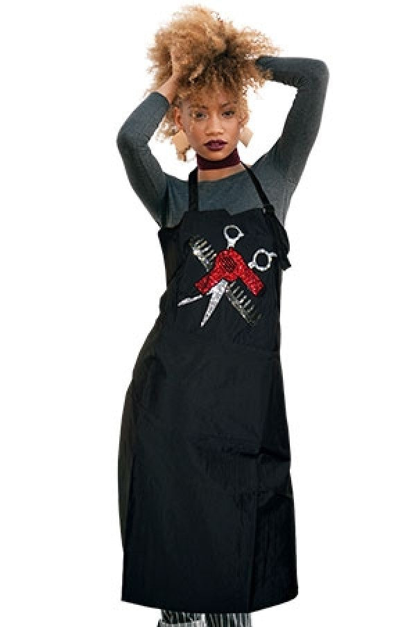 Liz Apron LIZ98865 DRYER on Grooners Rhinestone -BLACK-pc