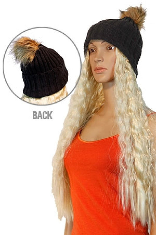 Magic Gold Winter Hat With Hair HHJ98893 BLACK/613 -pc