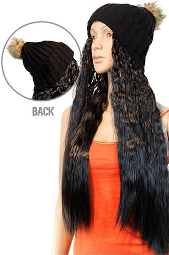 Magic Gold Winter Hat With Hair HHJ98894 BLACK/1B -pc