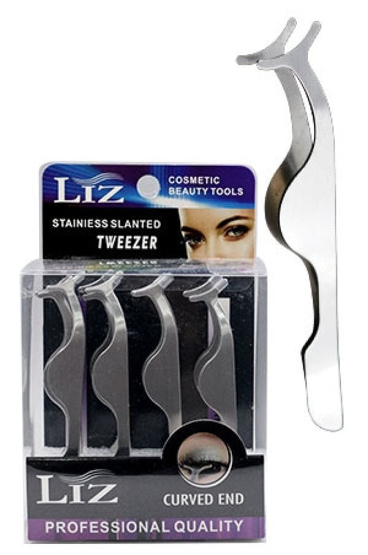 TWG99371 Liz Tweezer Stainiess Slanted (12pc/box)