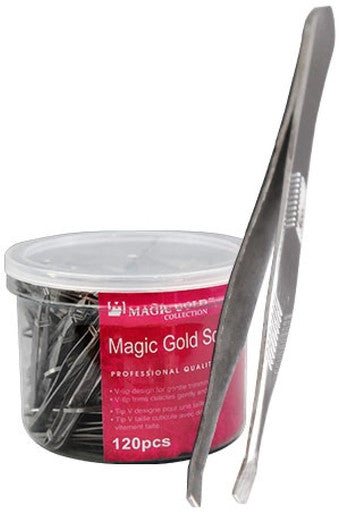 Magic Gold 90547  Square(Slant) Tip Tweezer (120pc/jar) -jar