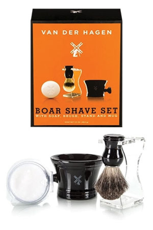 Van Der Hagen-9 Shave Set(Soap, Brush, Stand and Mug)-Boar