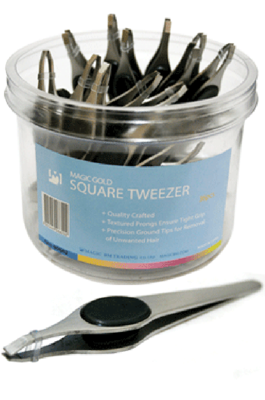 Magic Gold- Square Tip Tweezer w/ Grip 90662 (36pc/jar)