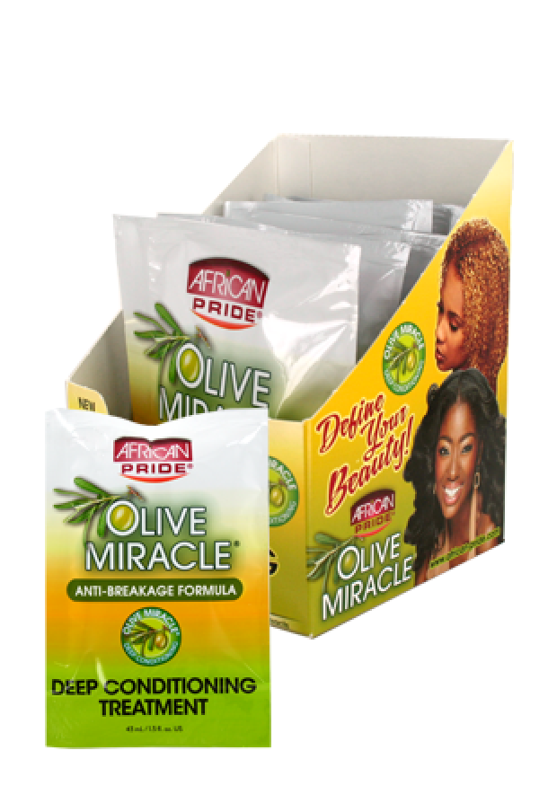 African Pride-60 Shea Olive Miracle Deep Cond Treat (1.5oz)_8pc/ds