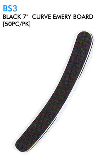 BS3 Black 7" Curve Emery Board (50pc/pk)