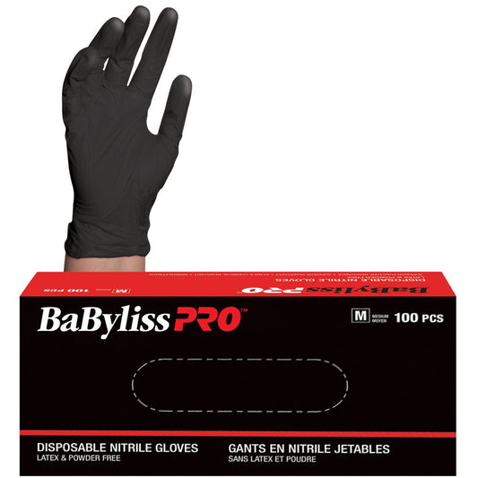 Babyliss PRO Black Nitrile Gloves 100pk - Large
