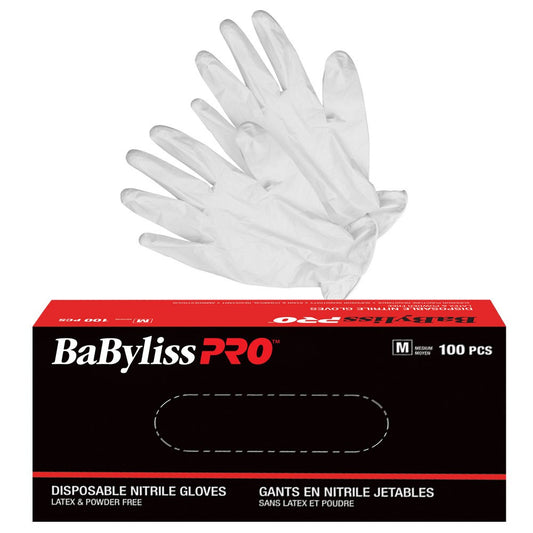 Babyliss PRO White Nitrile Gloves 100pk