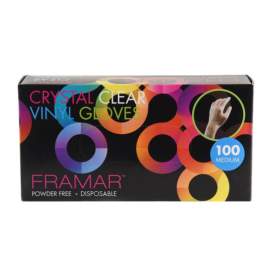 Framar Crystal Clear Vinyl Gloves 100pk