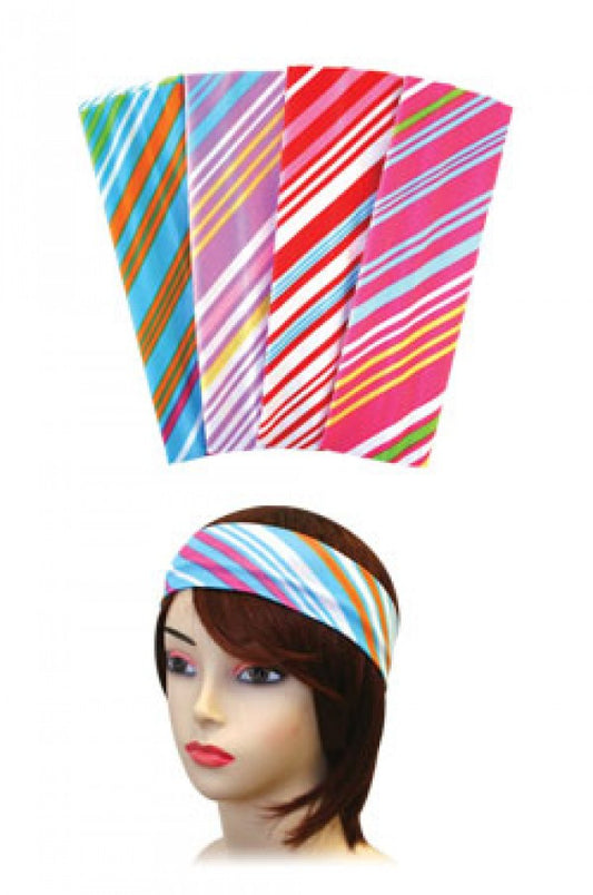 Plain Head Band w/Stripes Asst -dz