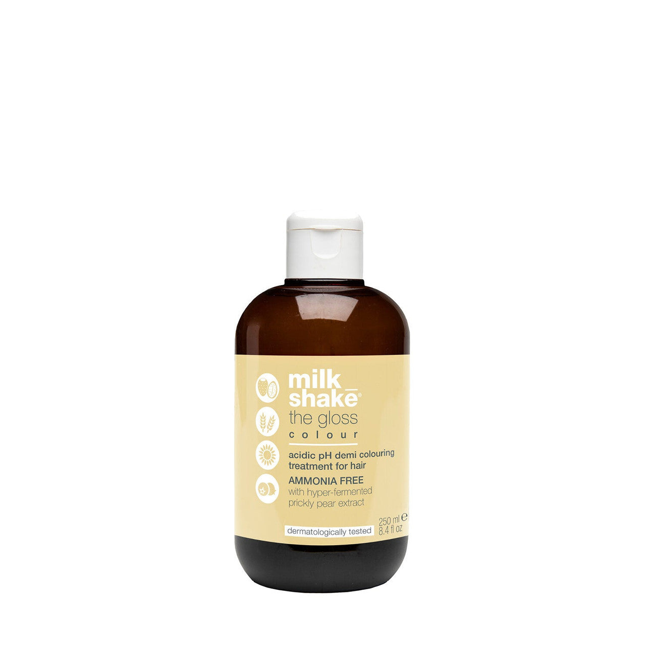 acidic pH demi colouring treatment for hair.

The acidic pH of the milk_shake® the gloss colour formula colours, tones and corrects hair colour whilst maintaining the hair’s structure. Its action has a conditioning effect on the hair, leaving it extremely shiny. It blends greys maximum 50%.

View Full Swatchbook

Specific developer: milk_shake® acidic colour activator.