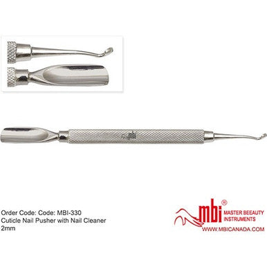 MBI-330 Cuticle Pusher W/ Nail Cleaner