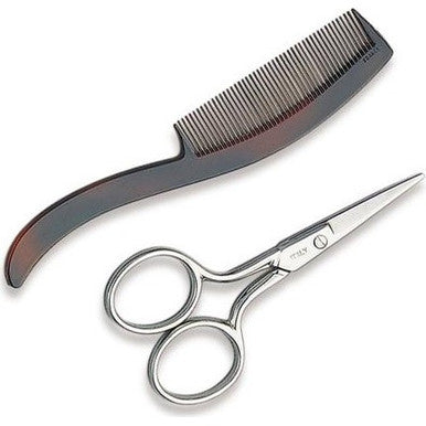 Ultra Haircare 3-1/2" Mustache Scissors & Comb - 4102U