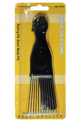Magic Gold-2412 Short Fan Metal Pik w/ 5" Pocket Comb -dz