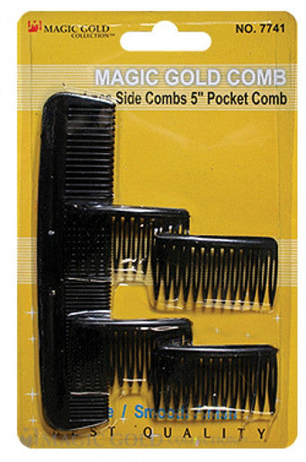 Magic Gold-7741 4pcs Side Comb w/ 5" Pocket Comb -dz