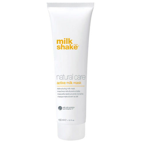 milk_shake active milk mask has a rich restructuring formula that deeply nourishes and strengthens dry or damaged hair. Integrity 41® helps to maintain hair color, milk protein gives body and strength, and avocado and rice oils, honey extracts and vitamin E provide intense conditioning. Hair is left soft and radiant.

Use: Apply on clean and damp hair. Leave on for 3-5 minutes, then rinse.
