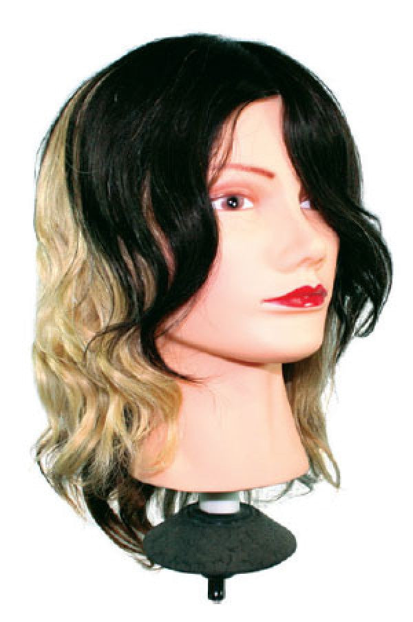 M8000 Practice Mannequin Human Hair Black/D.Brown/L.Brown/Blonde/Gray Mix (14~16")