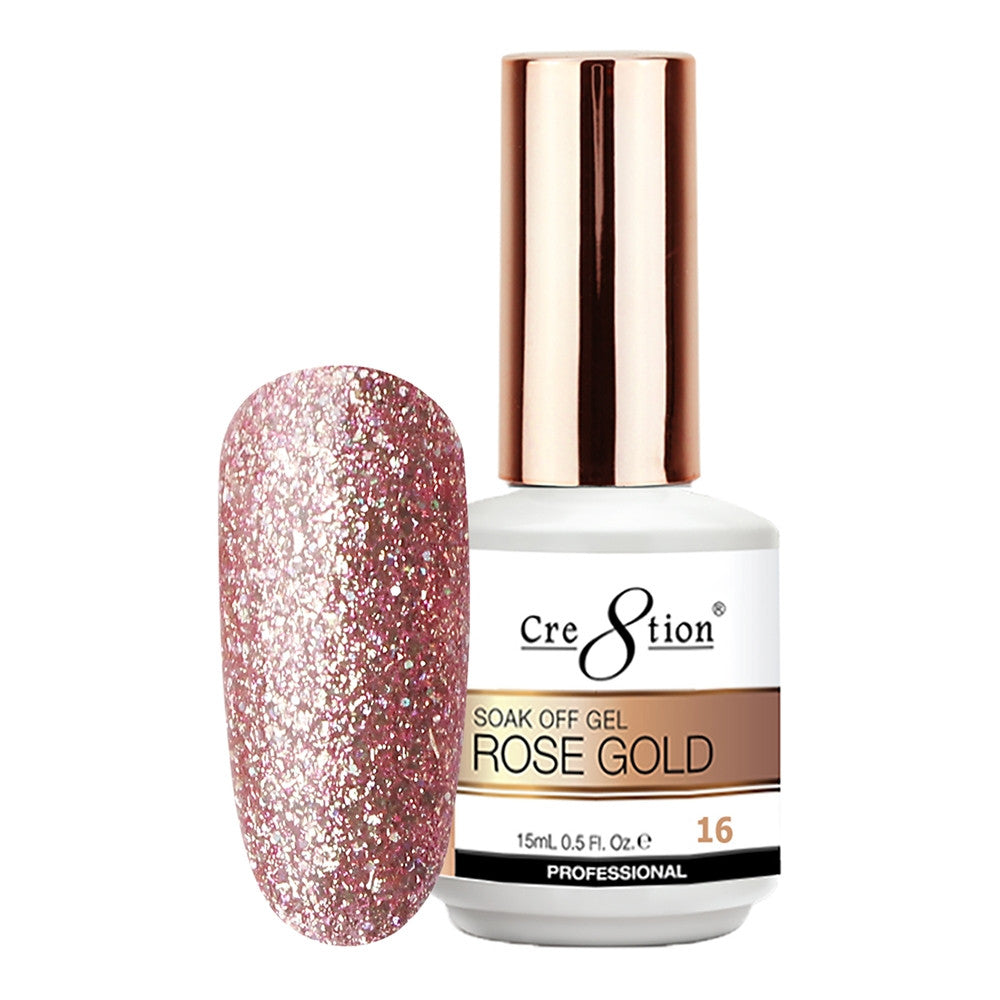 Cre8tion Rose Gold 16 Soak Off Gel 0.5 fl oz/15 ml 0916-3139