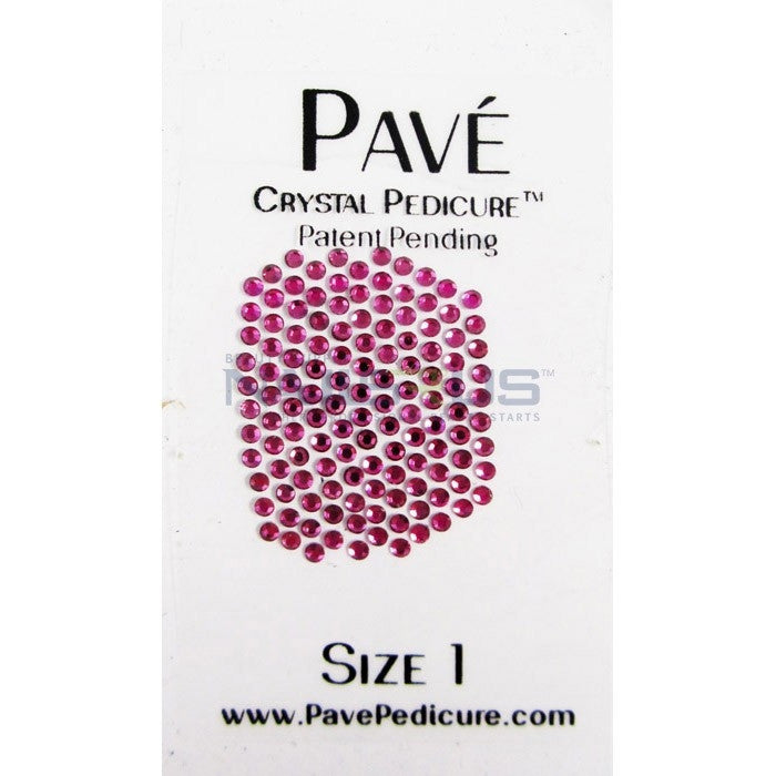 Pave Crystal Pedicure Mini Kit, 8pcs - Fuschia