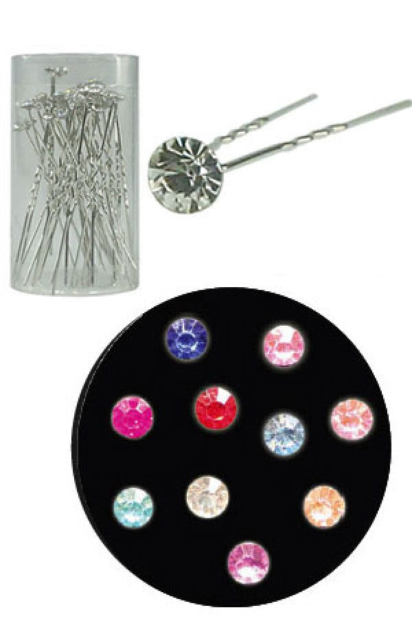 2661 Stone Hair Pin -Round Stone (20/jar)