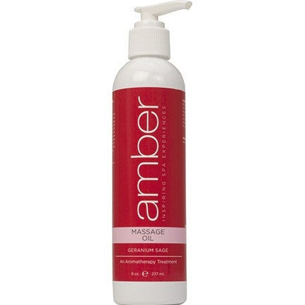 Amber Geranium Sage Massage Oil 8 oz. - 237ml