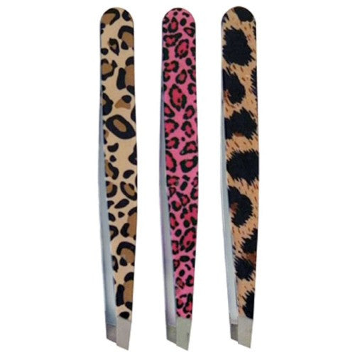 Satin Edge Animal Print Slant Tip Tweezer