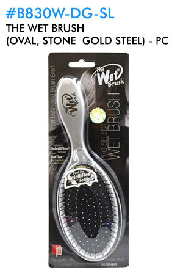 B830W-DG/SL The Wet Brush (Oval, Stone  Gold Steel) -pc