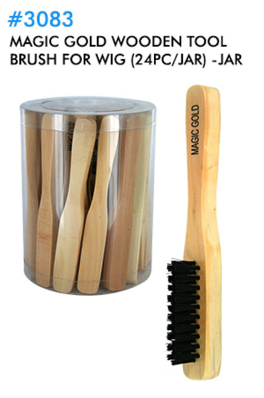 Magic Gold-3083 Wooden Tool Brush for Wig(24pc/jar) -jar