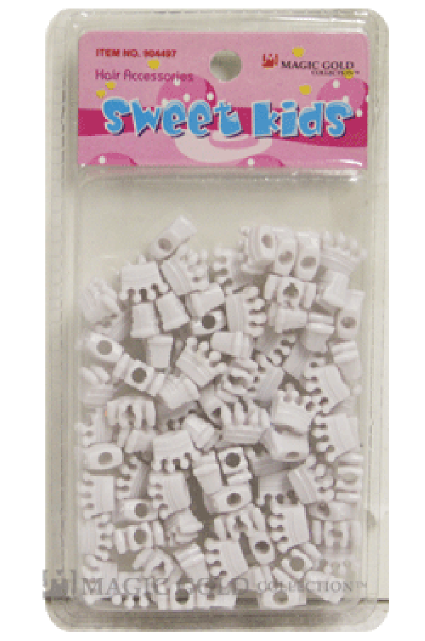 Magic Gold Plastic Bead Crown 1658 White - pc