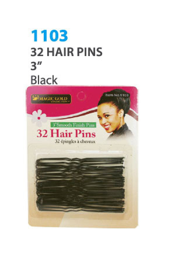 1103 Magic Gold Hair Pins 3" Black -dz