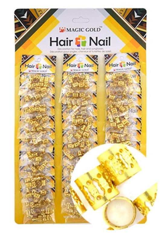 CX7491  Gold Hair & Nail Ring Bead 36/pk-pk