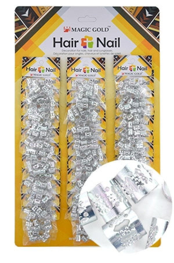 CX7492  Silver Hair & Nail Ring Bead 36/pk-pk