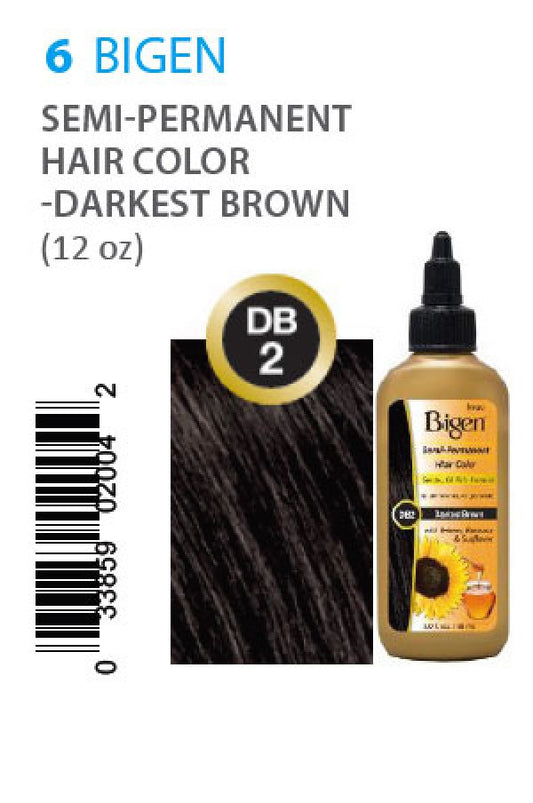 Bigen-6 Semi-Permanent Hair Color DB2 Darkest Brown