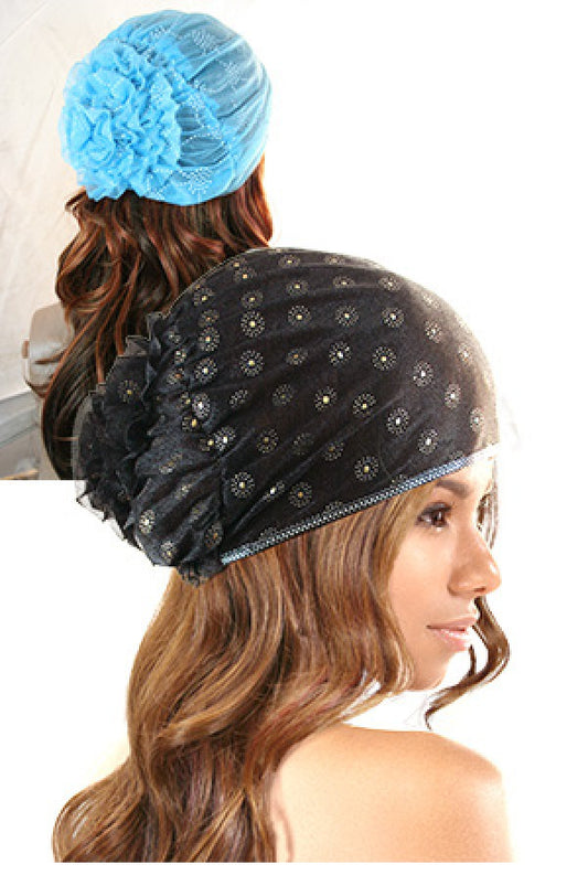 5676 Fashion net cap with flower shape -pc