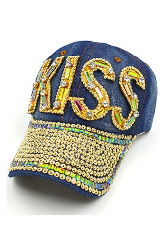 CAP550 Fashion Rhinestone Cap(Gold)