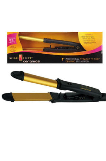 Gold'N Hot GH2170 Ceramic Straight 'N Curl Iron 1"