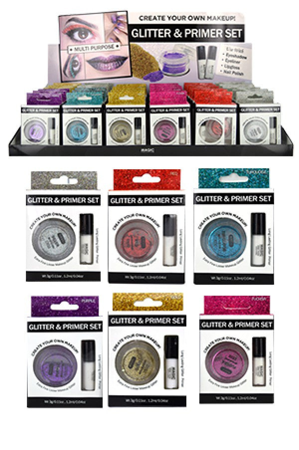 Magic  Glitter & Primer set 36pcs EYE1013Asst (6 kind* 6 each) -ds