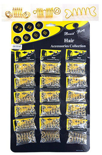 CT3 GOLD(HEART COIL )  Hair & Nail Ring Bead 18/pk - pk