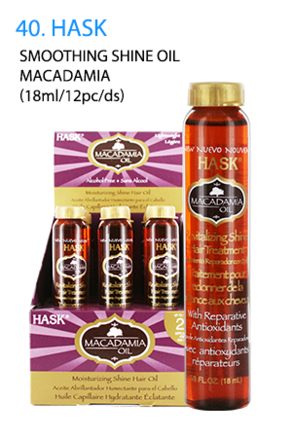 Hask-40 Smoothing Shine Oil-Macadamia (18ml/12pc/ds)