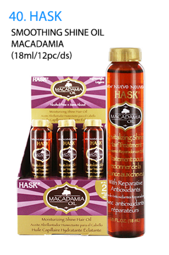 Hask-40 Smoothing Shine Oil-Macadamia (18ml/12pc/ds)