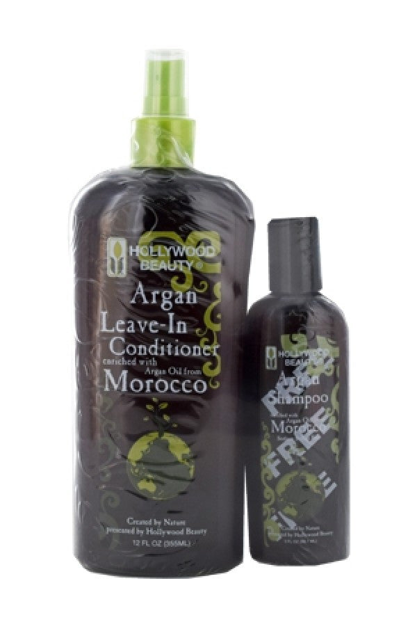 Hollywood Beauty-67 Argan Leave-In Conditioner (12oz) + Shampoo (3oz)