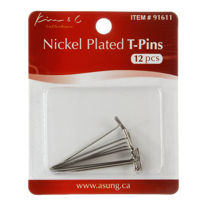 KIM & C 12pcs Nickel Plated T-pins (2 Inch)