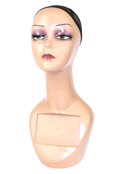 KIM & C Mannequin Head with wig cap [pc] #brown