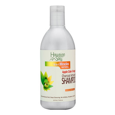HAWAIIAN SILKY 14 en 1 Miracles Shampooing activé au charbon de bois au vinaigre de cidre de pomme naturel (12oz)