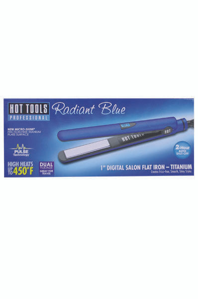HOT TOOLS 1 inch Titanium Digital Salon Flat Iron [Blue] [Dual Voltage] #7110FCN