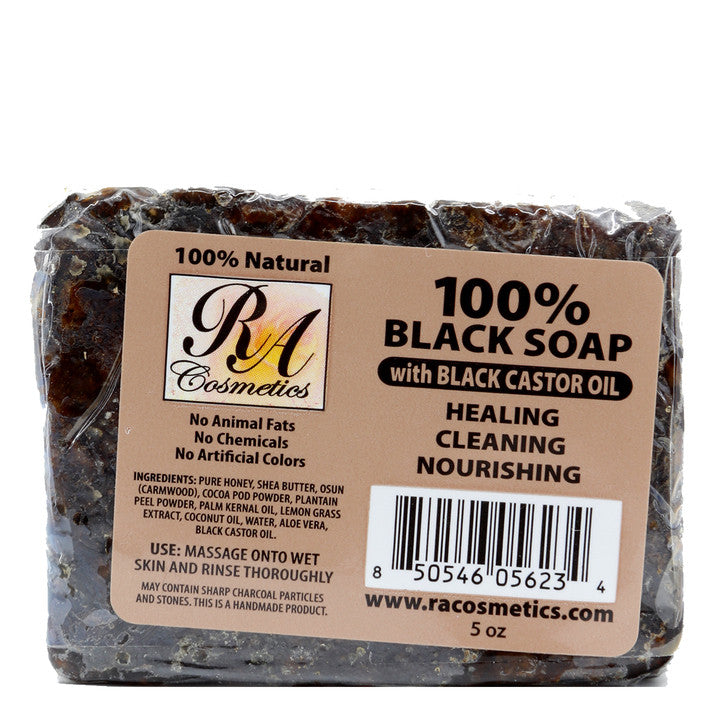 RA COSMETICS 100% Black Soap with Black Castor Oil (5oz)
